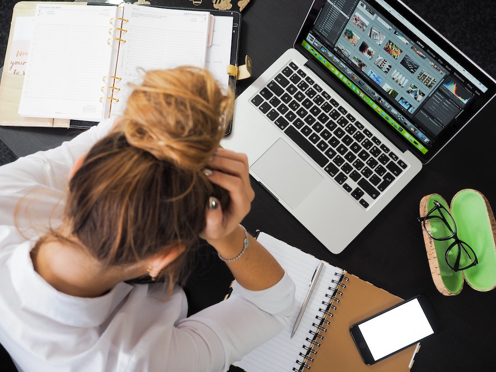 woman stressed while working