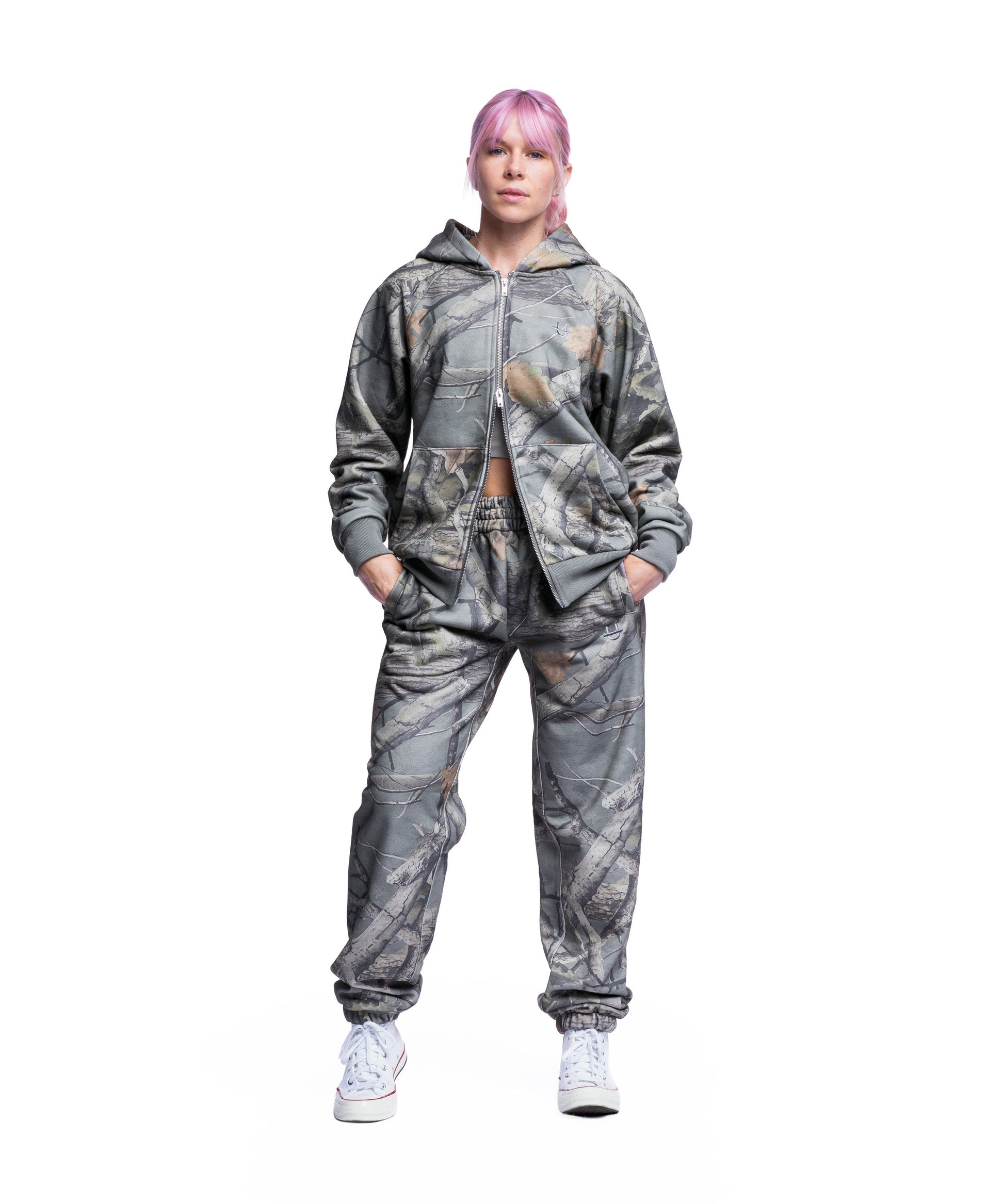 camo uppper hoodie womens detail view