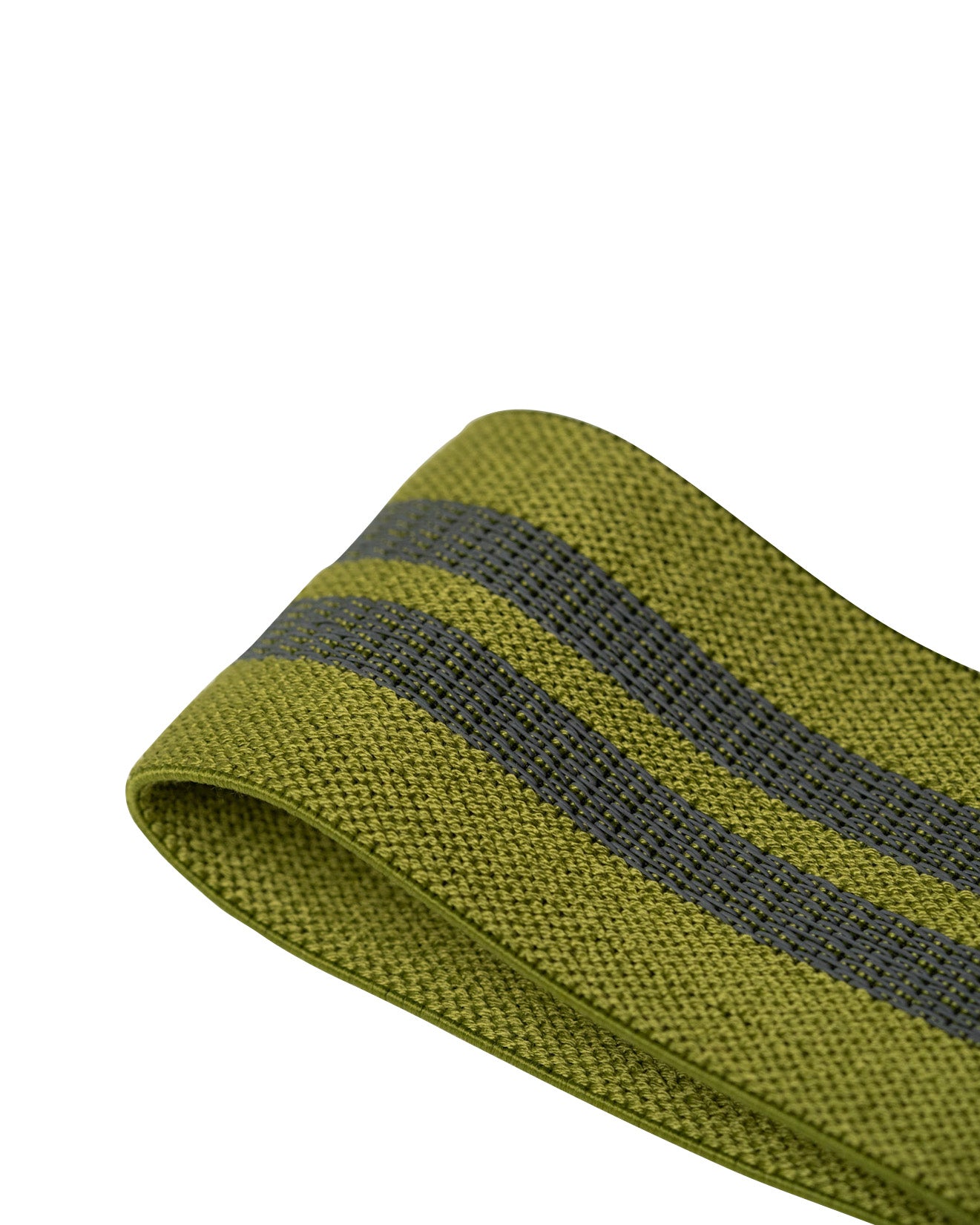 inside of khaki uppper resistance band on white background