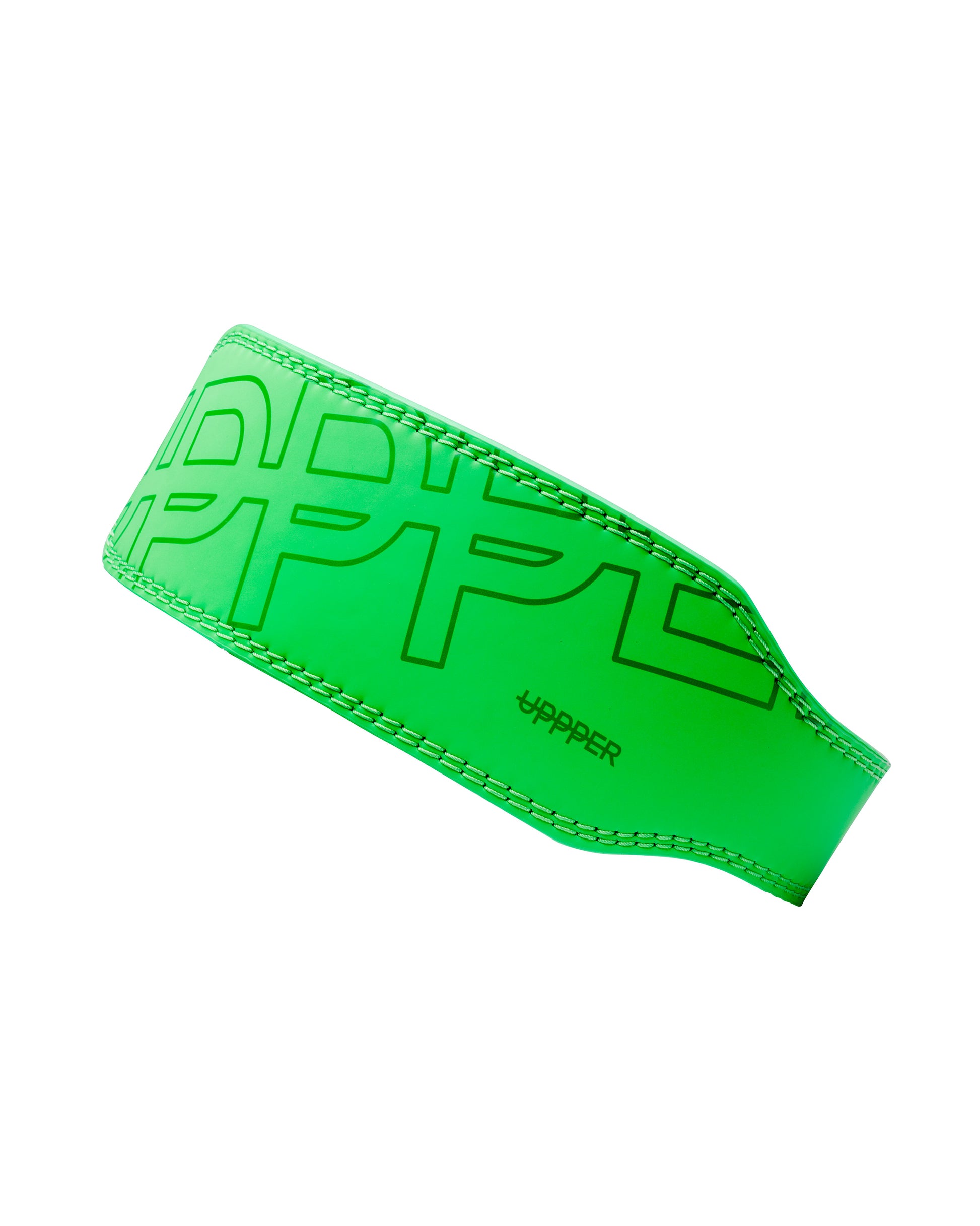 neon green uppper lifting belt shown at angle on white background