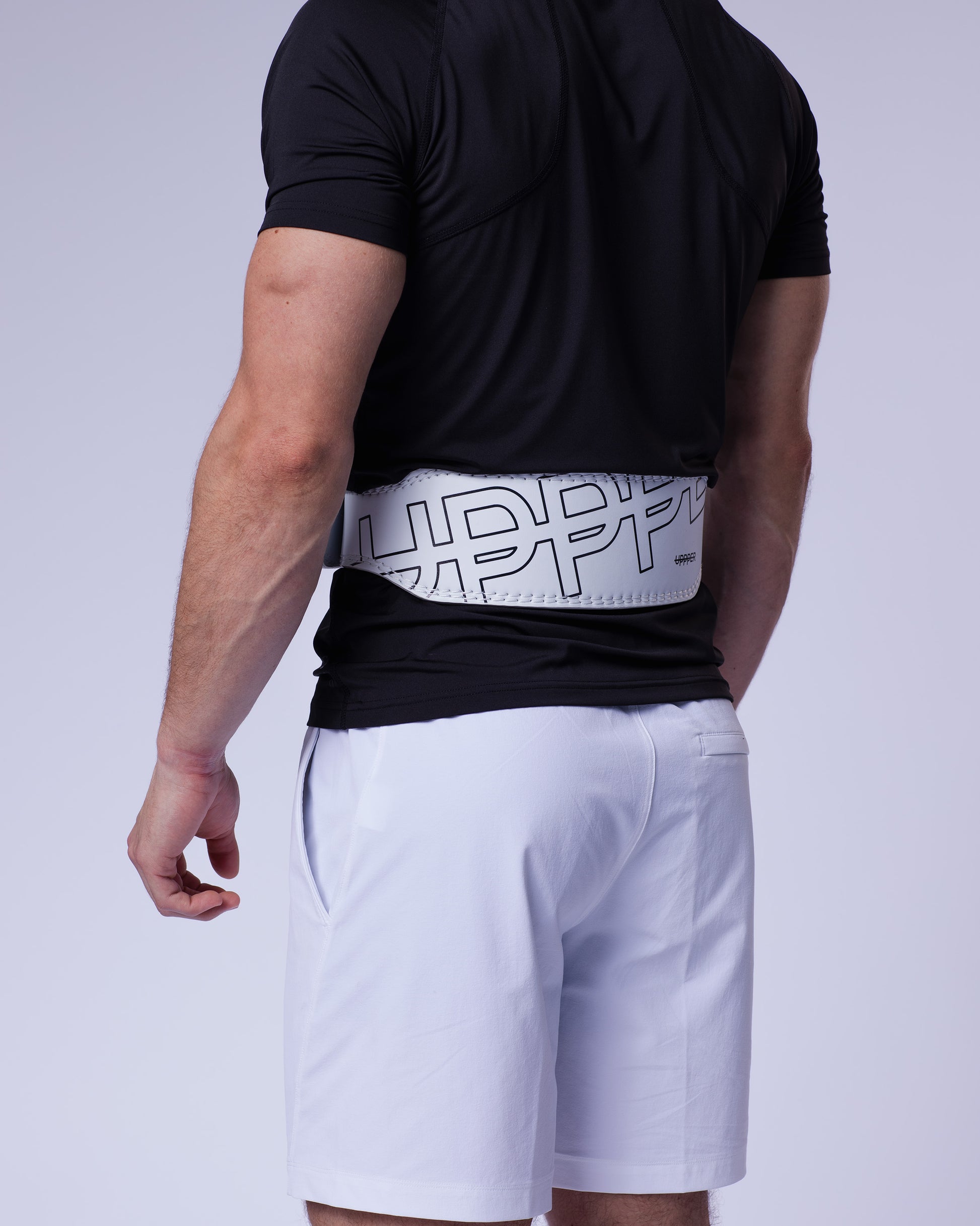 back of white uppper lifting belt product detail