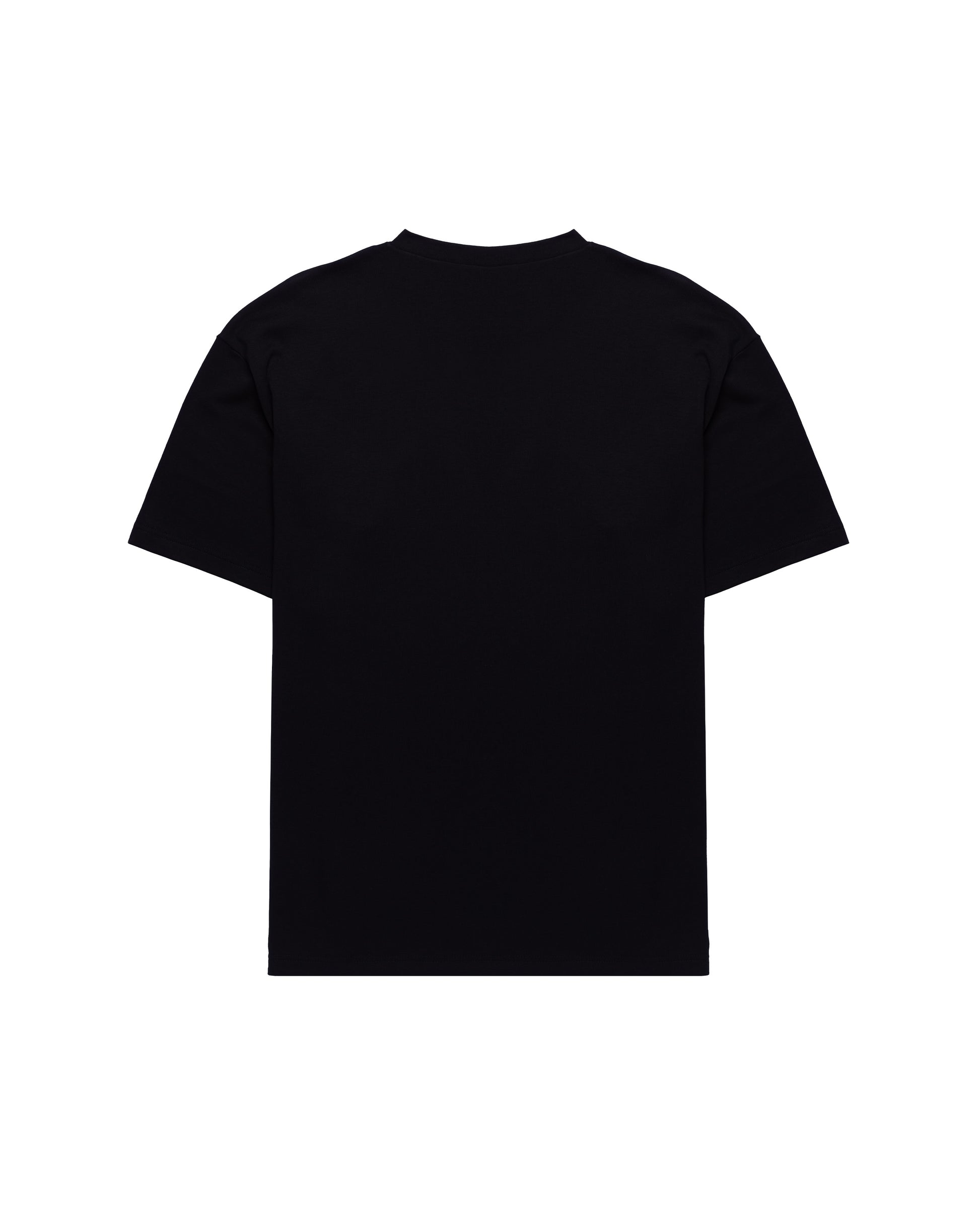 back of black uppper soft stretch t-shirt on white background