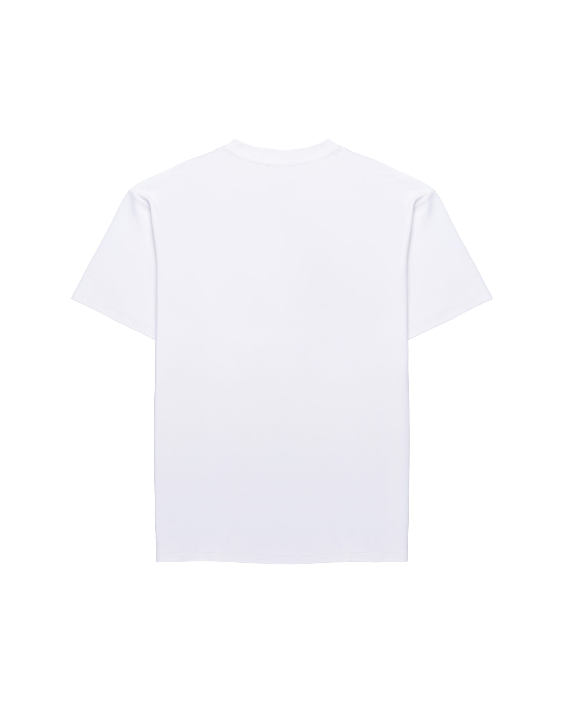 back of white uppper soft stretch t-shirt on white background
