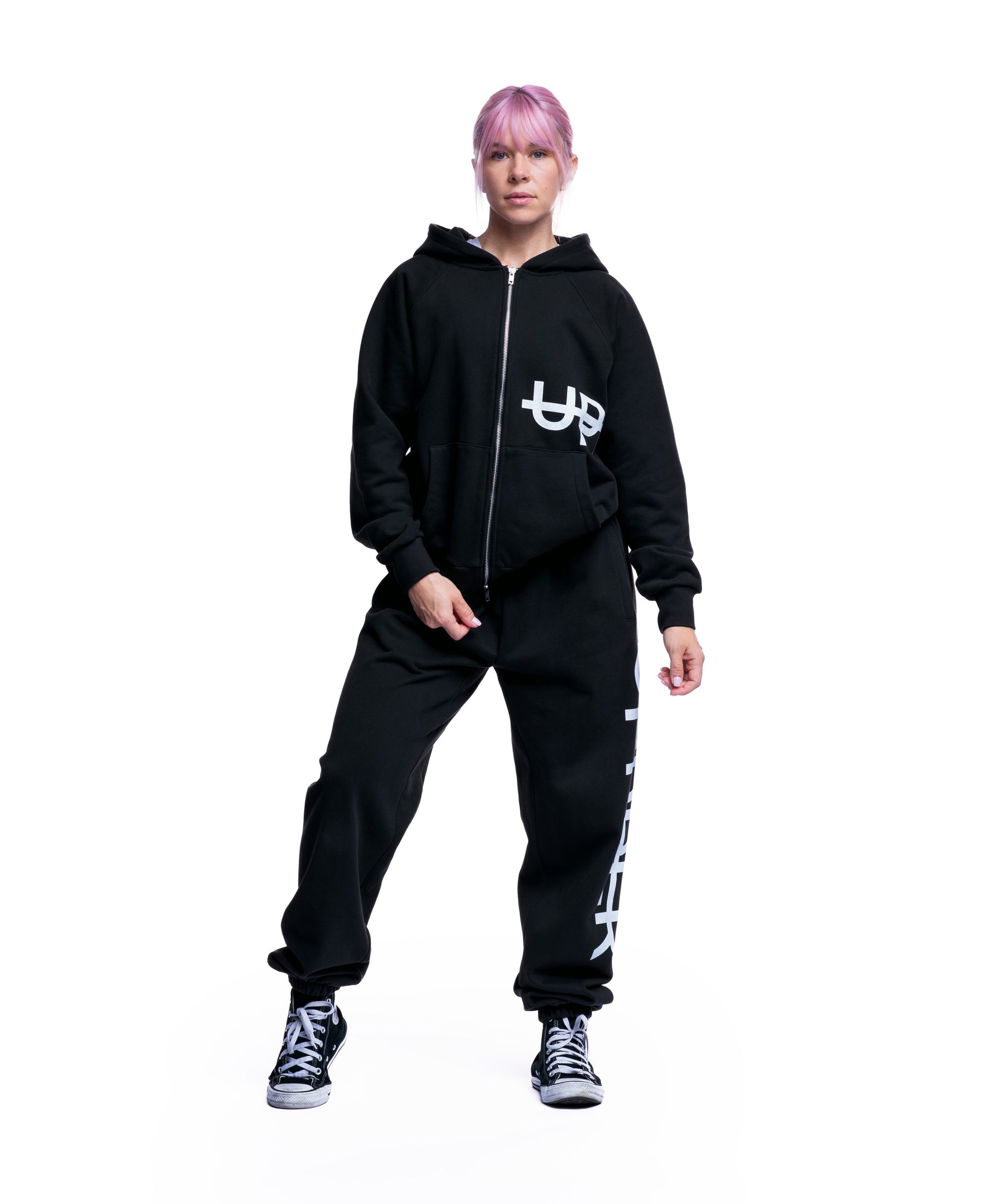 washed black uppper sweatsuit womens detail view