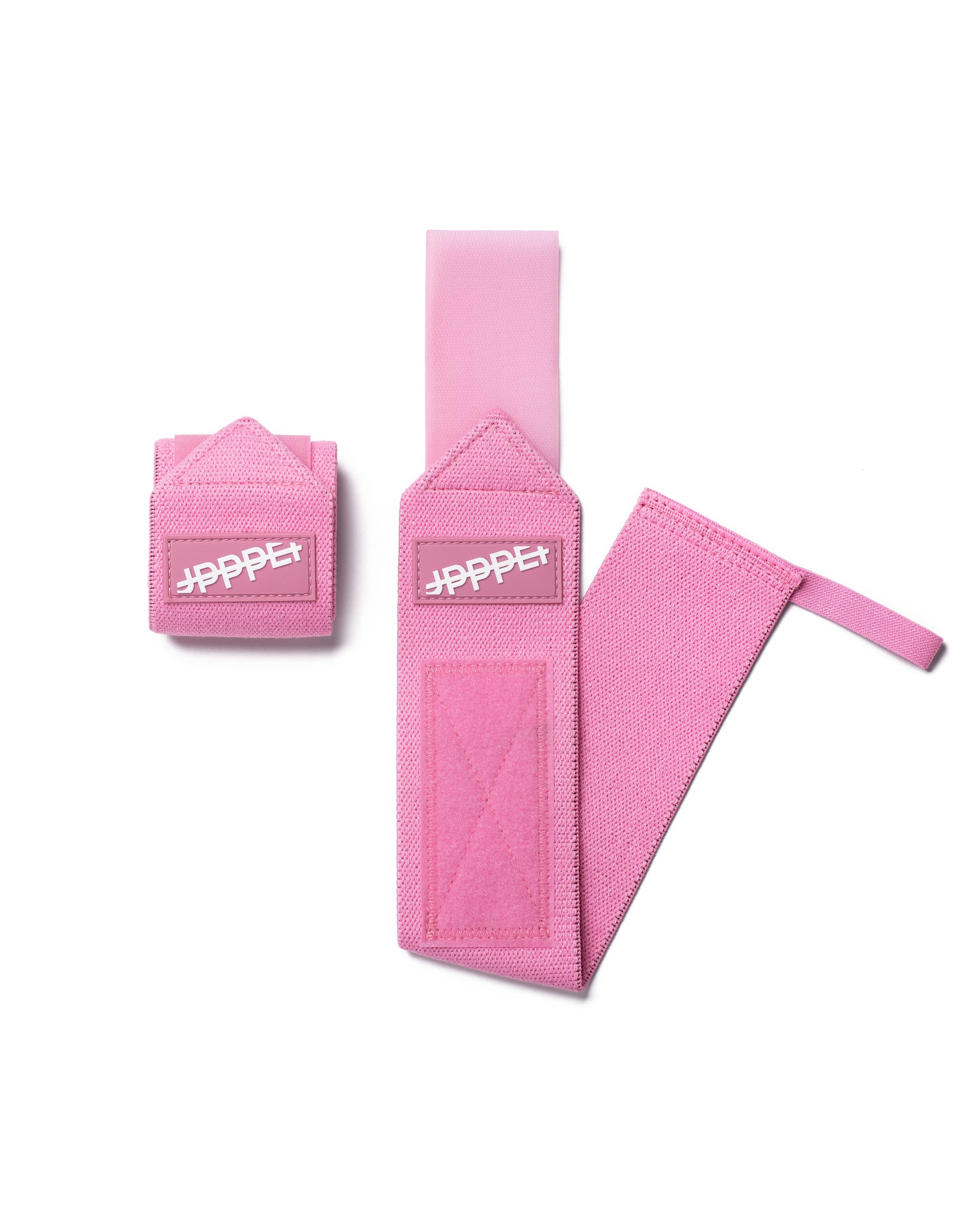 pink uppper wrist wraps 3.0 flat lay showing wrap unrolled on white background