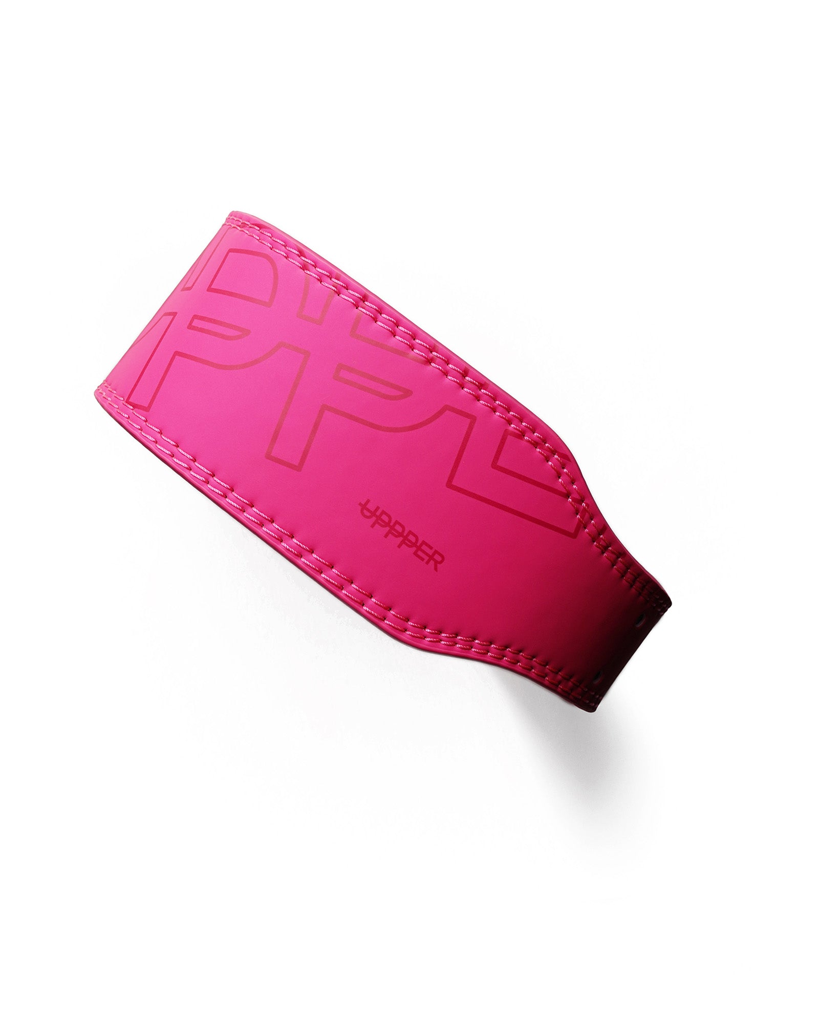 neon pink uppper lifting belt shown at angle on white background