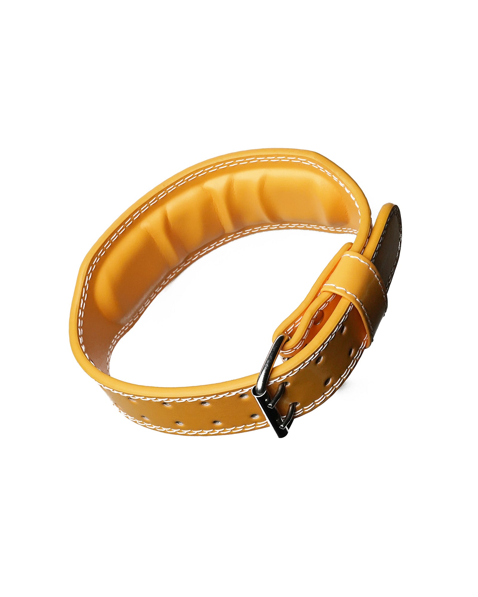 peach uppper lifting belt showing inner lining and stitching detail